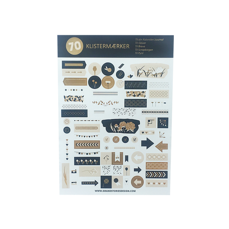 "Kalender-stickers" 70 klistermærker - sort/hvid