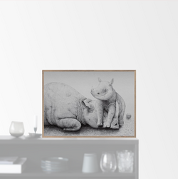 Rhino with cub plakat (A3)
